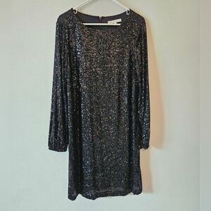 Preston & York Black Sequin Long Sleeve Dress